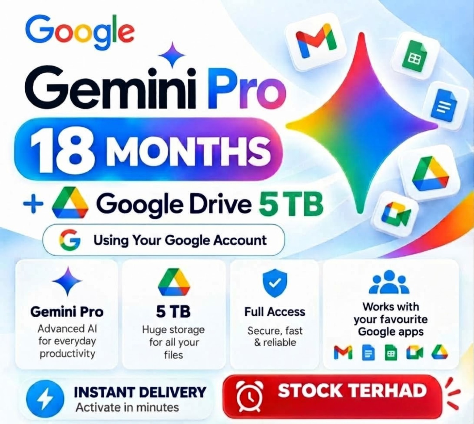 Poster tawaran Gemini Pro 18 bulan dan Google Drive 5 TB